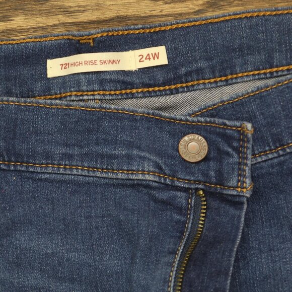 NWT Levis Womens Plus Size 721 High Rise Skinny Jeans Straight Through Blue 24W - Picture 9 of 9